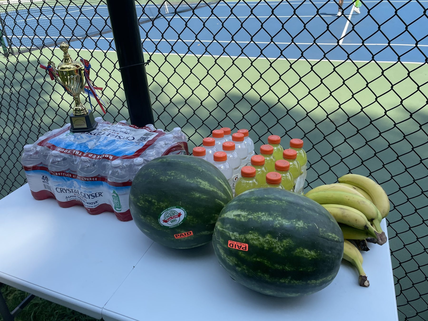 Tournament refreshments and trophy